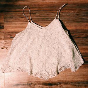 American Eagle White Lace Spaghetti Strap Top